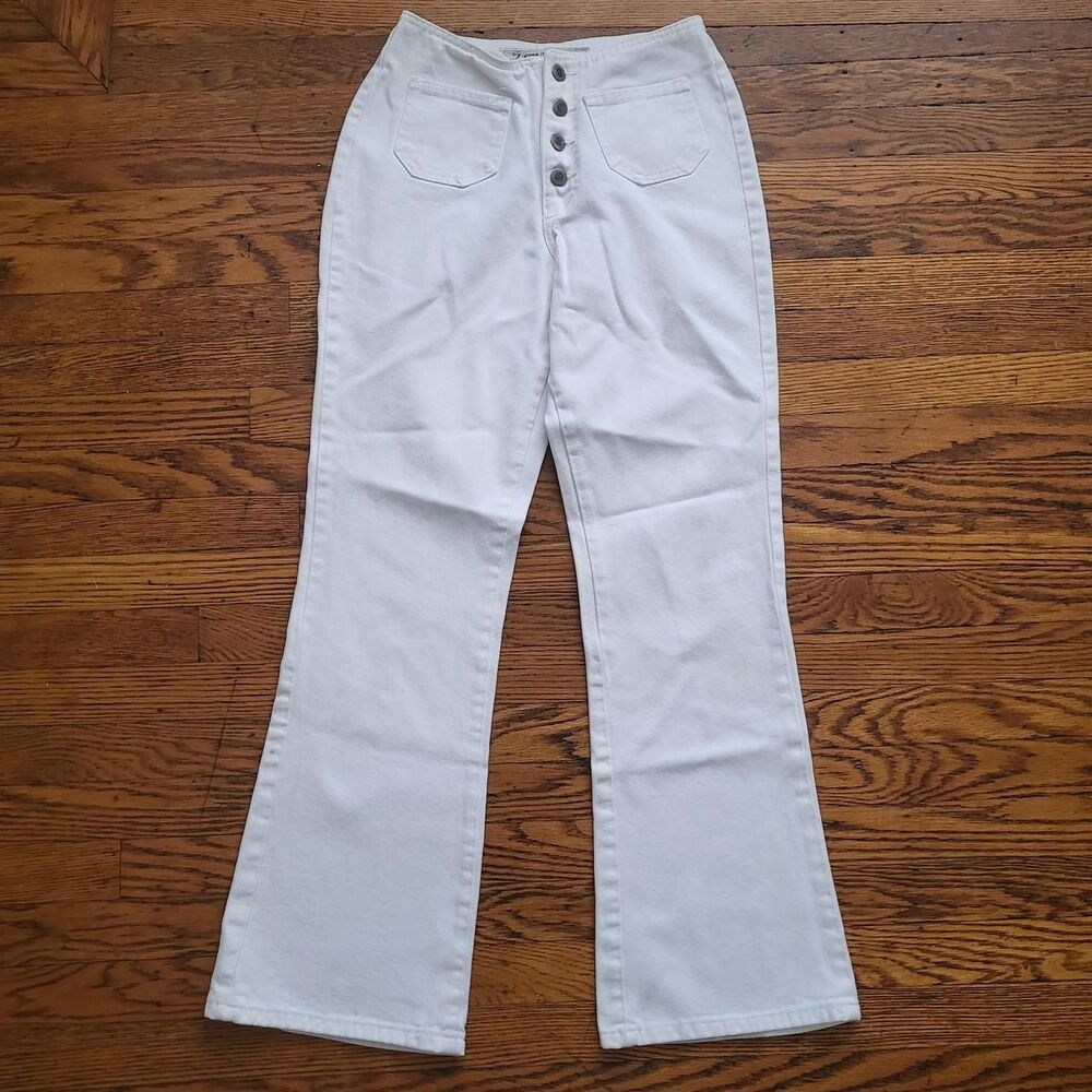 Vintage 90s Stone Jeans High-Rise Button-Fly White Bootcut Jeans